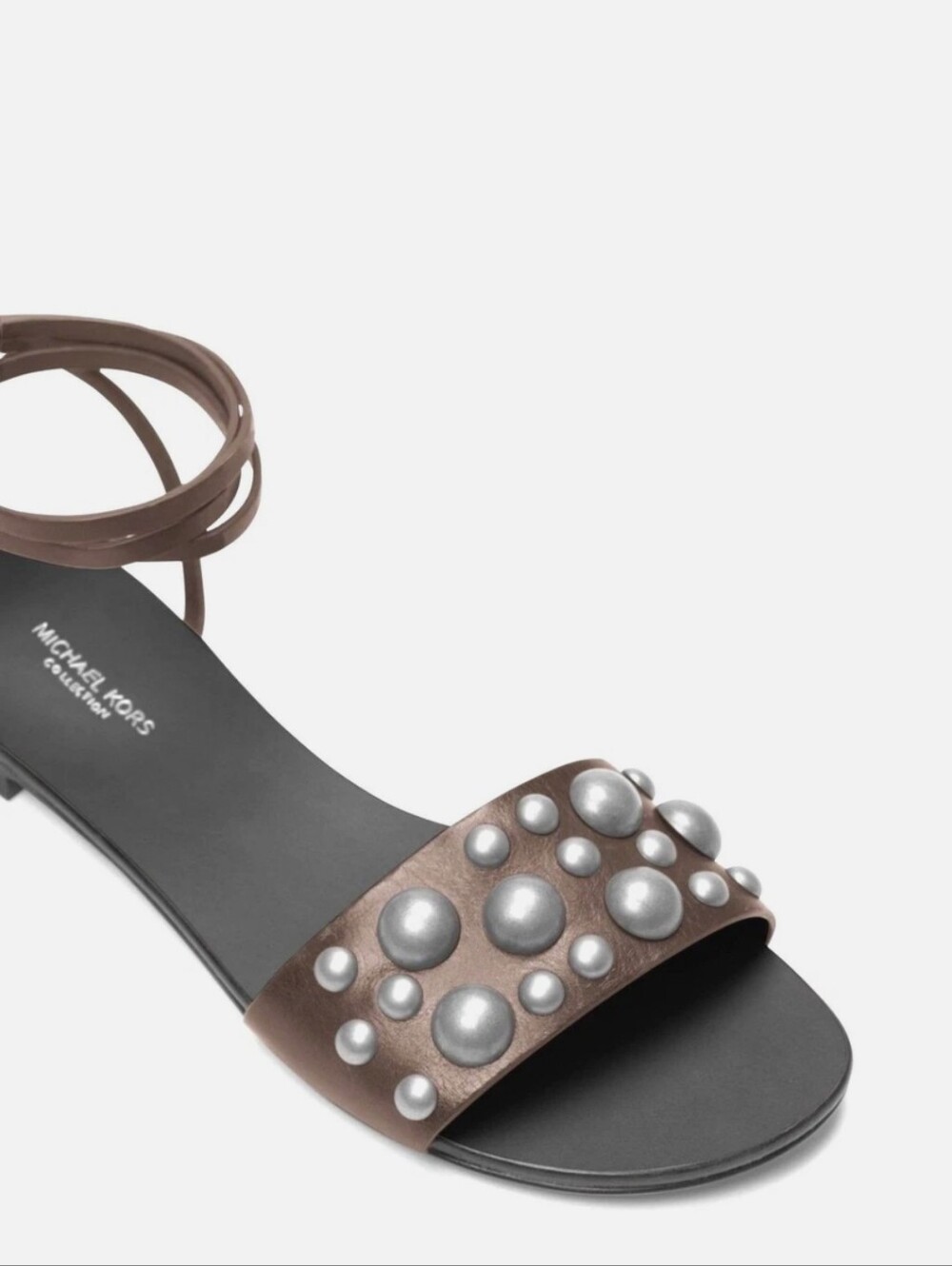 Michael Kors Mica Studded Leather Flat Sandals